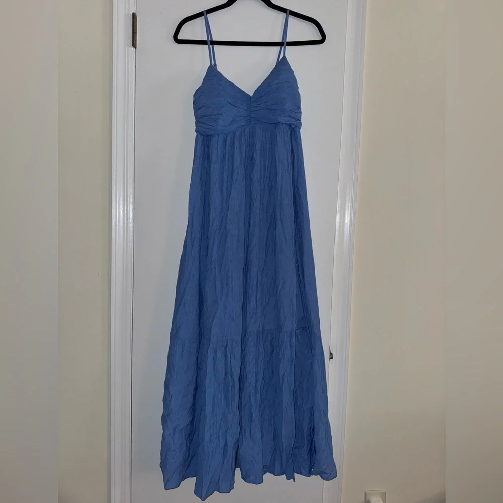 Abercrombie Crinkle Textured Ruched Maxi Dress